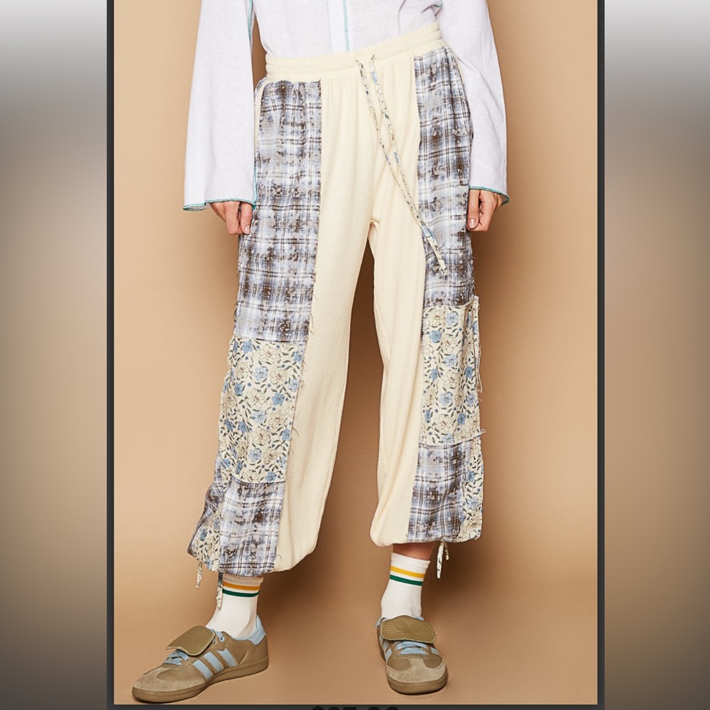 POL Cream and Gray Patchwork Pants - image 2